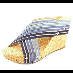 Lucky Brand Miller 2 Open Toe Canvas Wedge